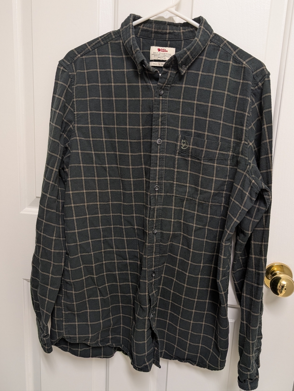 Fjallraven Ovik Dark Green Plaid Button-Down Shirt Men's Large